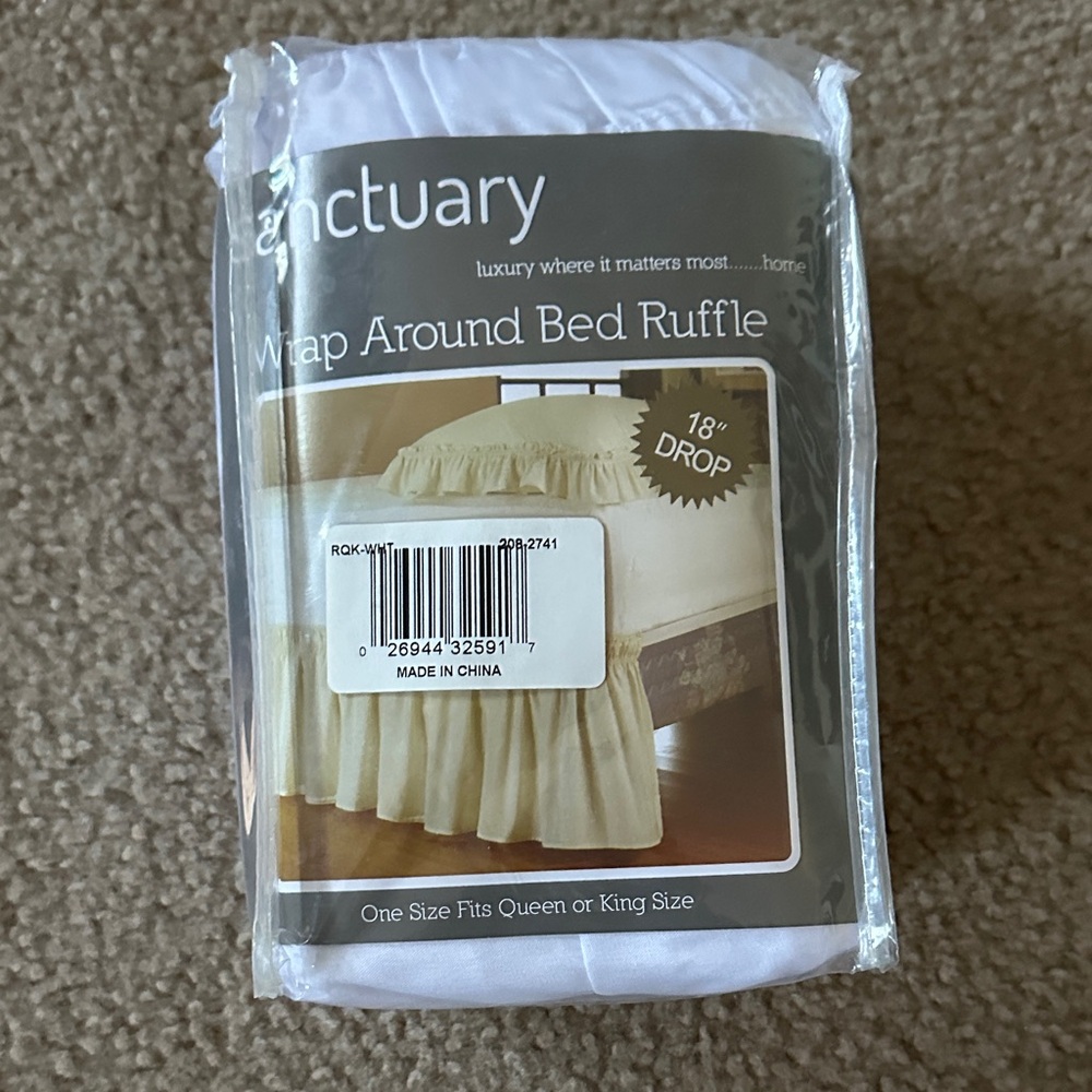Sanctuary White Bed Ruffle fits Queen or King size